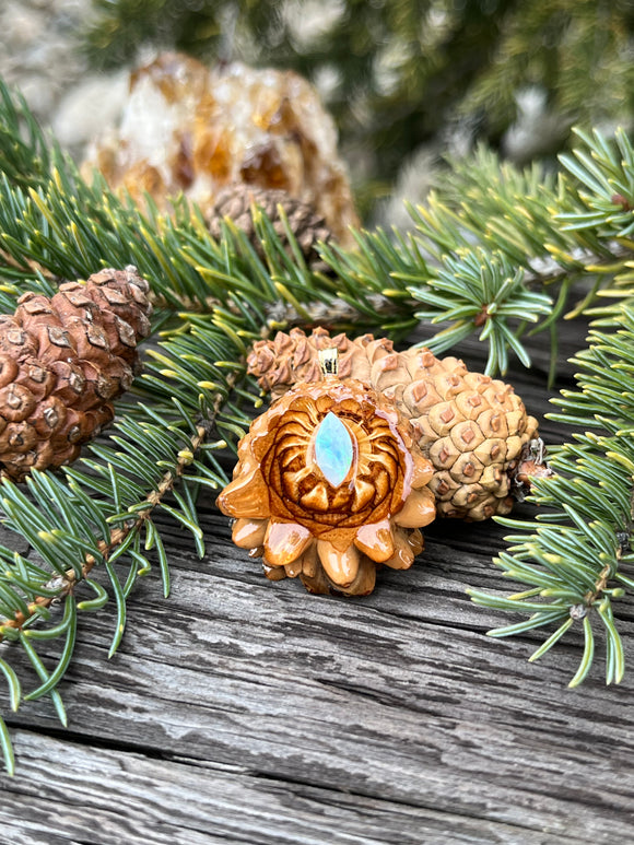 Mini Marquee Cut Opal Pinecone Pendant