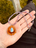 Mini Opal w/ Amythyst Beaded Chain