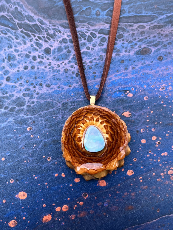 Mini Teardrop Opal Pinecone Necklace