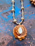 Opal Pinecone Necklace w/ Labradorite Chain