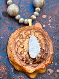 Opal Pinecone Necklace w/ Labradorite Chain