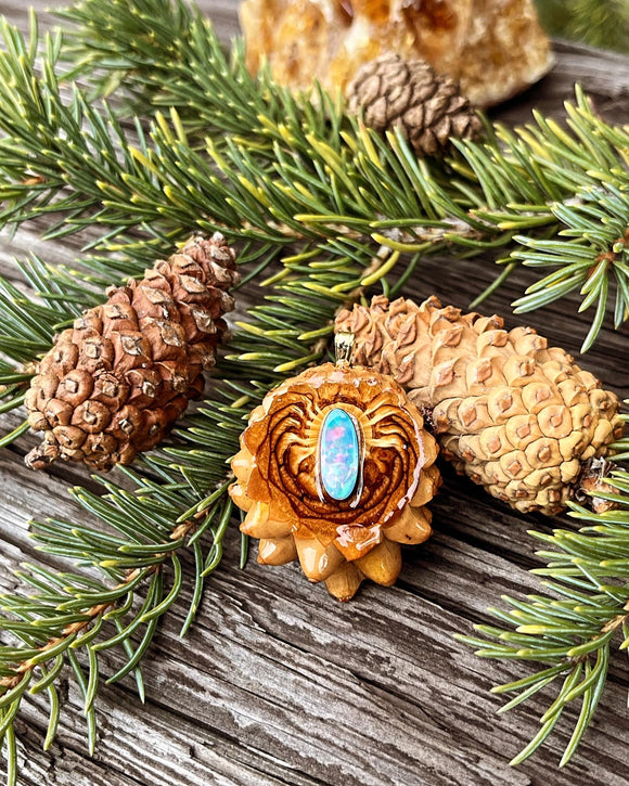 Mini Midnight Opal Pinecone Pendant