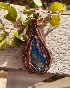 Antique Copper Labradorite Wire Wrap